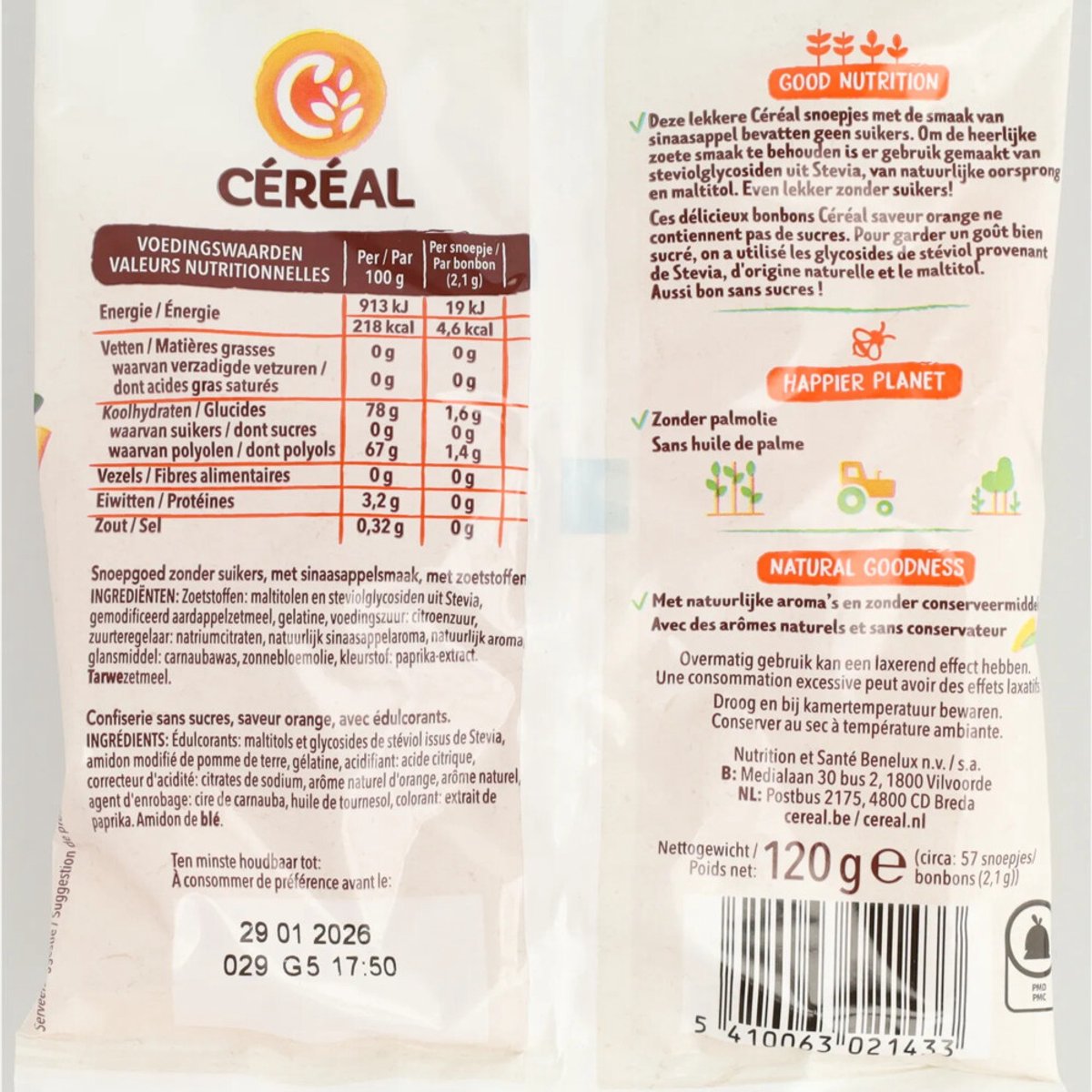 Céréal Snoepjes Sinaasappel - 3 x 120 gr - Voordeelverpakking