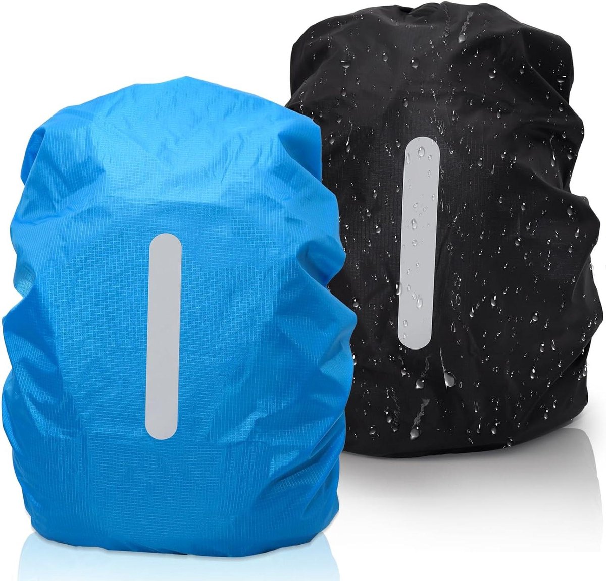 Allecto Plus - Reflecterende Rugzakhoezen voor Fietsrugzak - Waterdicht - Regenbescherming - Slijtvast - 2 Stuks - Voor diverse Outdoorsporten - Zwart en Blauw