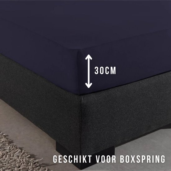 Droomtextiel Zacht Katoenen Hoeslaken Navy 140x200 cm - Hoge Hoek - Perfecte Pasvorm - Heerlijk Zacht