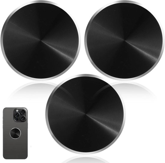 Rouclo 4 stuks metalen platen, metalen plaatjes, zelfklevende set met lijm voor magneet, mobiele telefoonhouder voor in de auto, zeer dunne metalen platen voor mobiele telefoon en tablet, zwart