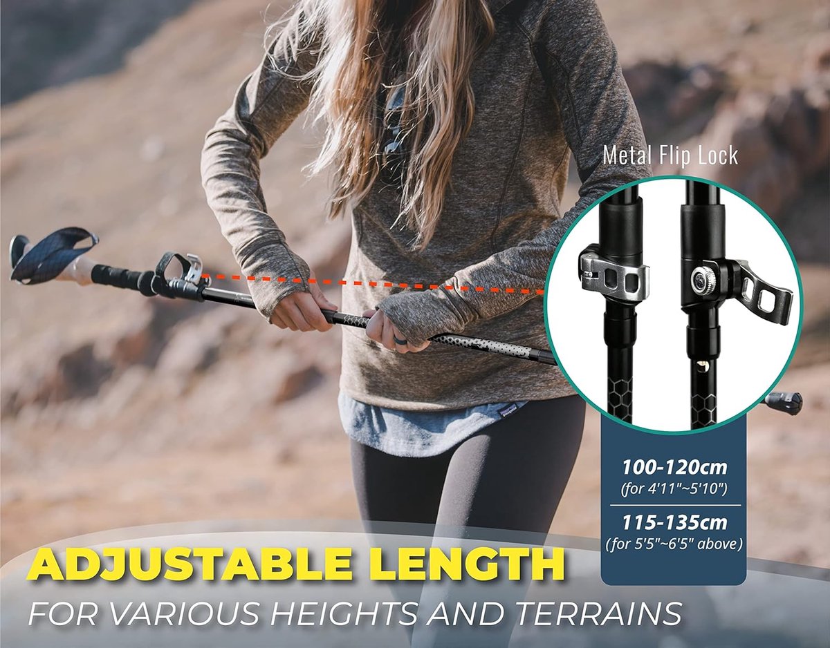 RFWR® Ergonomische Wandelstokken voor Nordic Walking en Trekking - Lichtgewicht en Inklapbaar