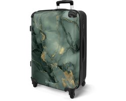 NoBoringSuitcases.com NoBoringSuitcases.com® - Koffer groot - Rolkoffer lichtgewicht - Groene gouden marmer - Vakantie reiskoffer met 4 wielen - Ruimbagage medium met TSA slot