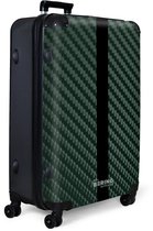 NoBoringSuitcases.com® - Grande valise - Valise de voyage légère - Structure en carbone vert avec bande centrale noire - Trolley 4 roues - Grand trolley XL - 98 litres de bagages