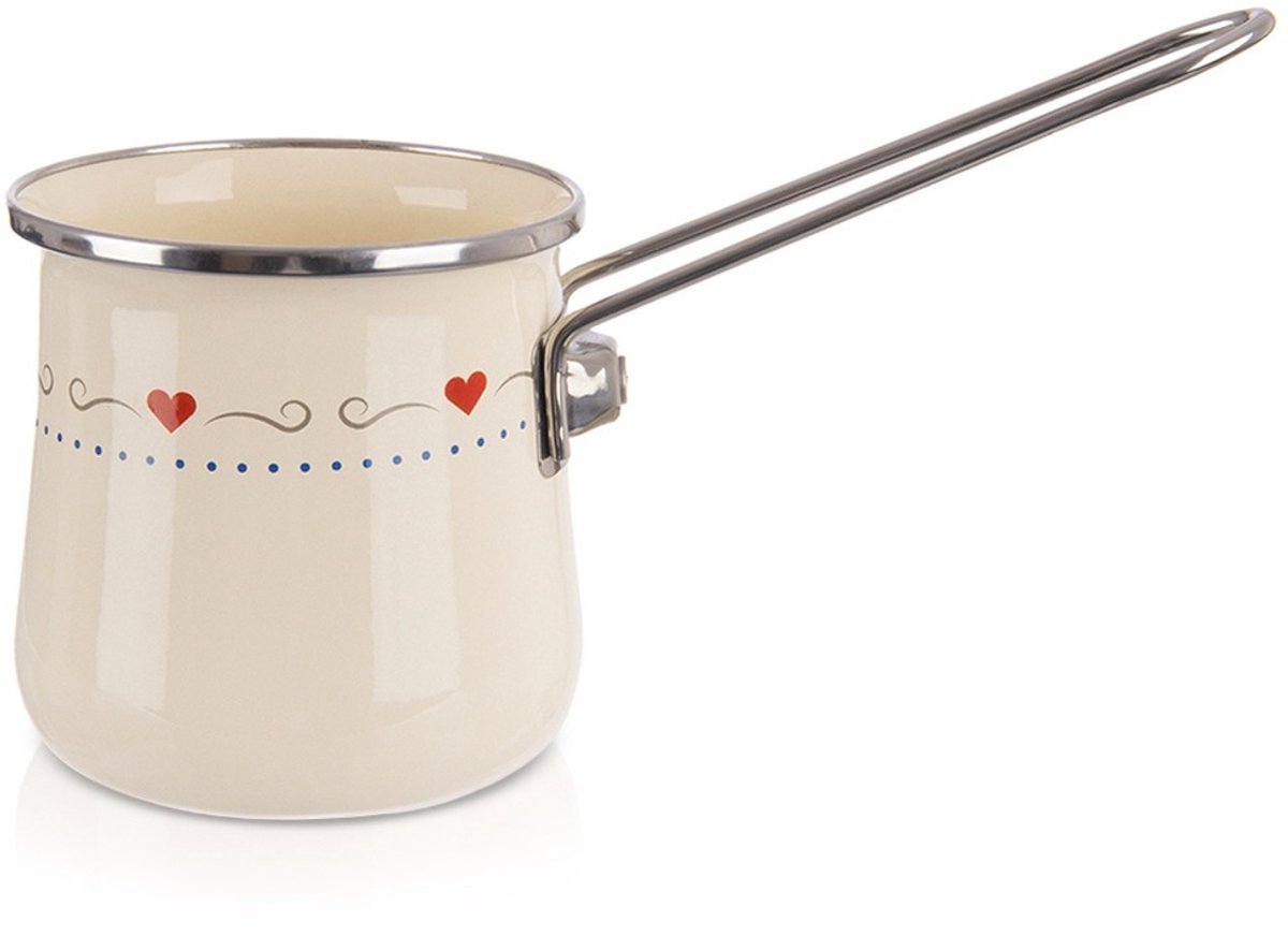 Turkse Koffiepot Geëmailleerde Crème TONCA 600 ml - Koffiekan - Melkpan - Pot