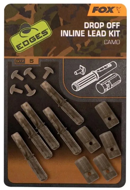 Camo Drop Off Inline Lead Kit X5 Edges Fox van CAM — afbeelding 4