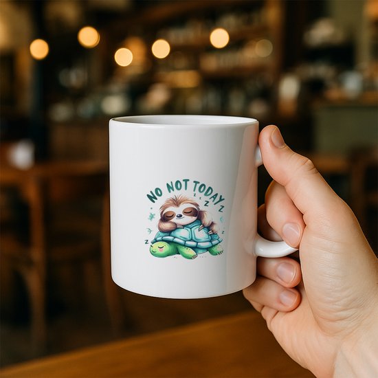 Tasse mignonne avec paresseux et tortue – « No , pas Today» – Tasse à café amusante et drôle pour les amateurs de Détente