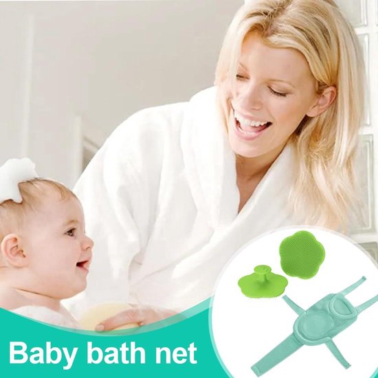 Allecto Plus - universeel baby badkussen met douche mat en siliconen shampoo borstel voor kinderen 0-36 maanden - badondersteuning voor pasgeborenen met verstelbare maat van Merkloos — afbeelding 2
