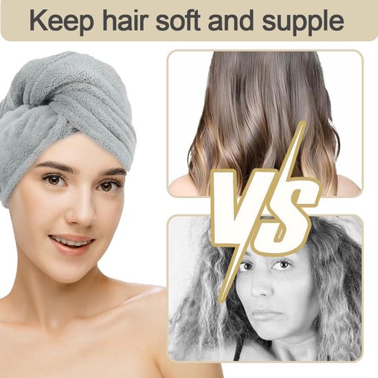 URAQT Haardrogende handdoeken Wrap, 3 Pack Haar Droge Cap met Knopen
