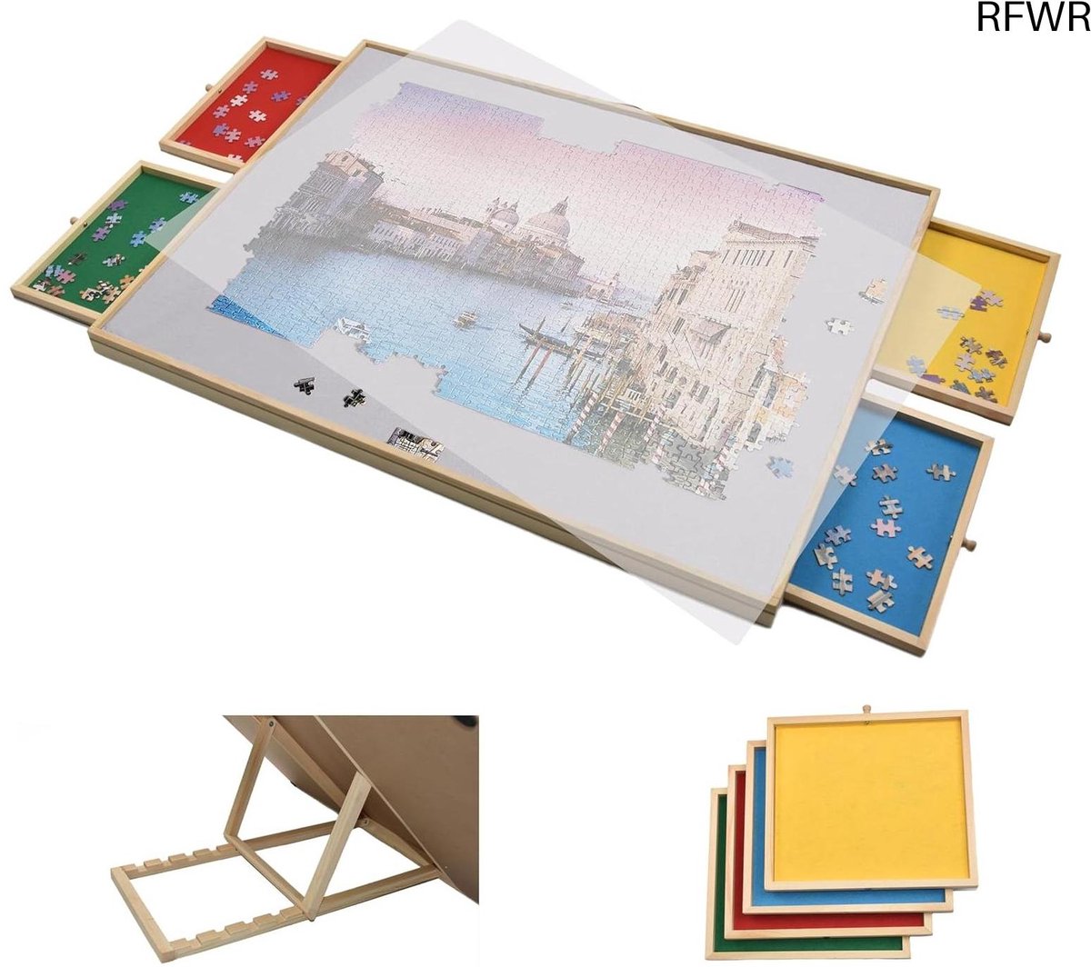 RFWR Verstelbaar puzzelbord - Puzzeltafel met sorteersysteem voor 1500 stukjes