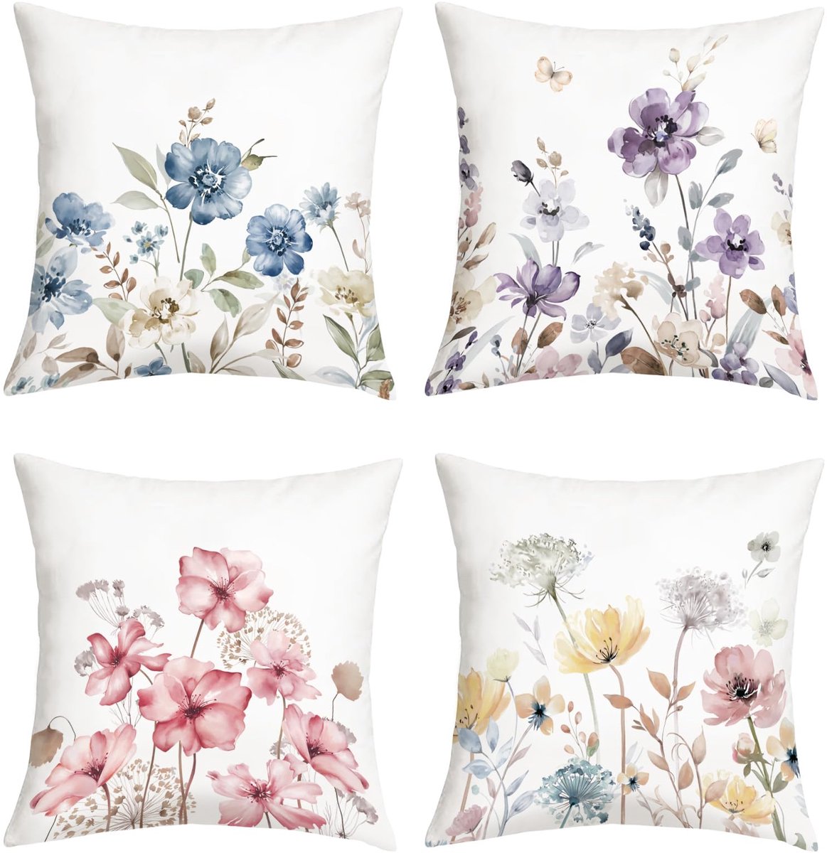 Ibenzoa Kussenhoezen Set van 4 Bloemmotief 45x45 cm voor Zomer en Lente Decoratie bloemen 2