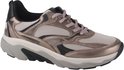 Grijze Gabor Rollingsoft sneaker, zijprofiel. Metallic brons met zwart en beige accenten, mesh panelen en dikke zool.
