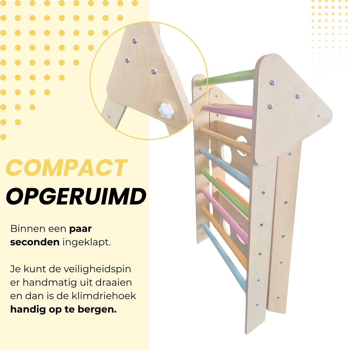 Dastium Kids - Klimrek - Montessori Speelgoed - XXL Houten Klimrek Speelgoed - Klimboog met Kussen - Klimrek Baby - Klimrek Peuter - Klimrek met Glijbaan - Pastelkleuren — afbeelding 5