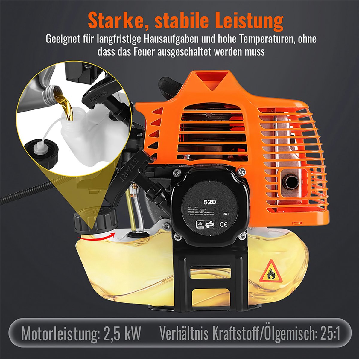 Afbeelding 2 van 52cc 2-in-1 Benzine Bosmaaier - Professionele Trimmer met Mes + Touw voor Bramen/Struiken/Zwaar Onkruid, Krachtige 2-Takt Motor