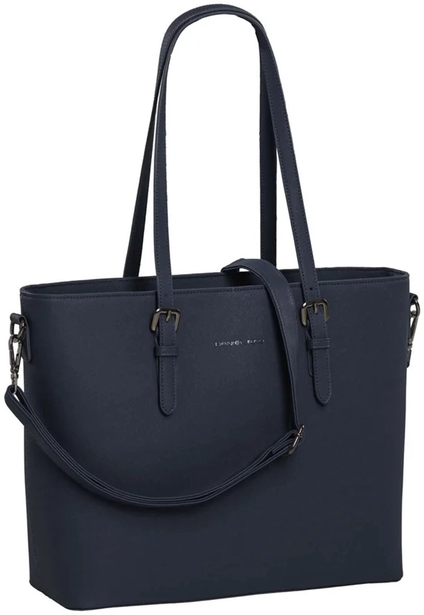 Daniel Ray Lithgow Hand & Schoudertas Shopper 15,6 inch Laptopvak - Ideale School Werk Tas - Tote Bag - Donkerblauw