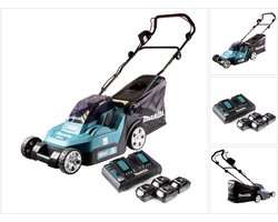 Makita DLM 432 PG4 accugrasmaaier 36 V ( 2x 18 V ) 43 cm borstelloos + 4x accu 6.0 Ah + dubbele lader