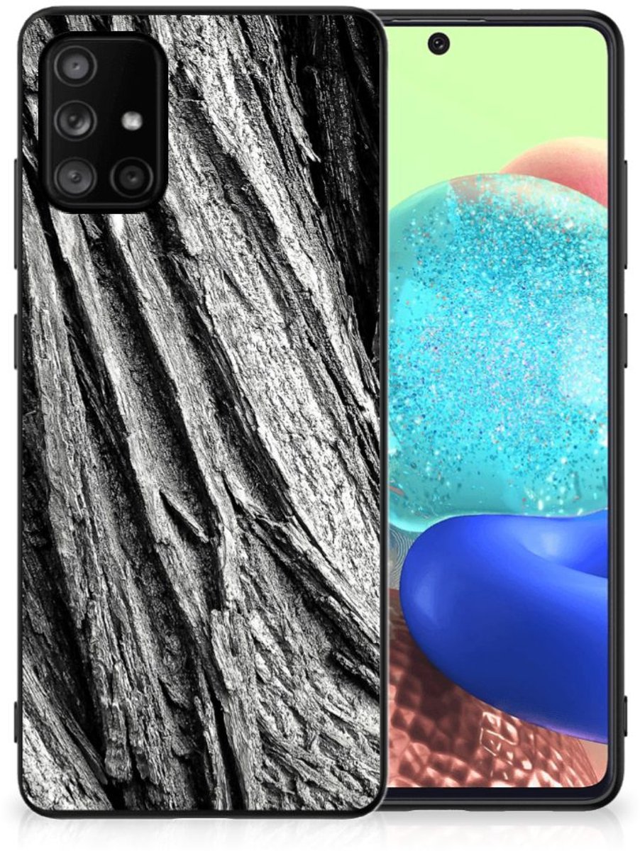 Houten Print Telefoonhoesje Samsung Galaxy A71 Boomschors Grijs