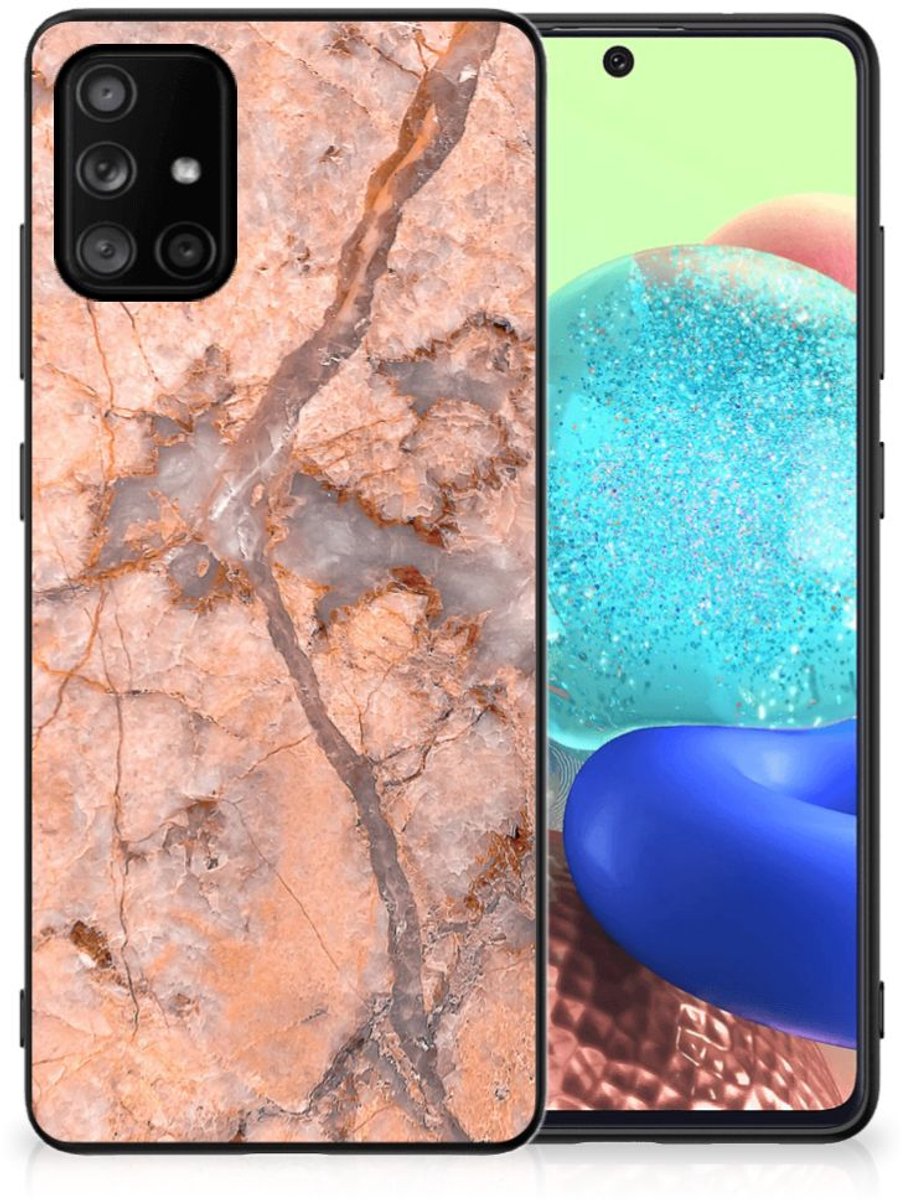 Samsung Galaxy A71 Marmeren Print Telefoonhoesje Marmer Oranje