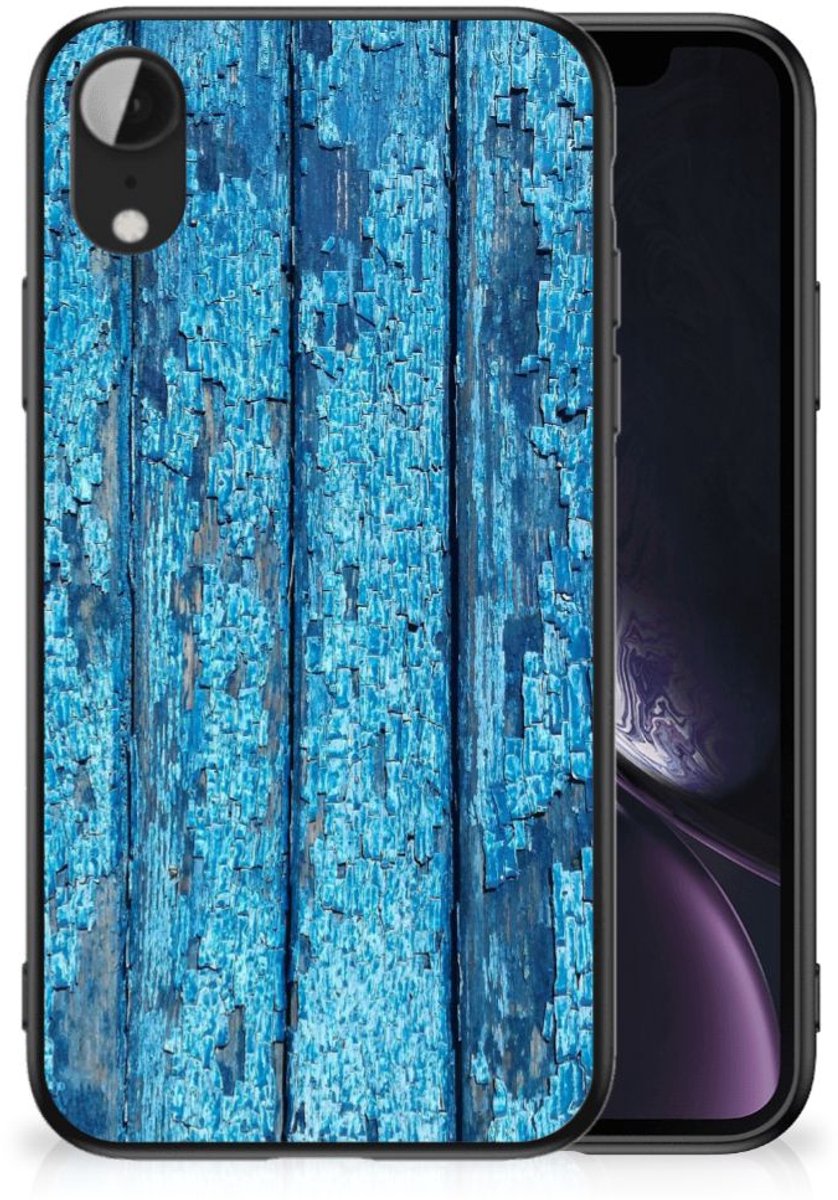 Apple iPhone XR Houten Print Telefoonhoesje Wood Blue