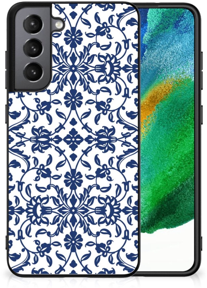 Samsung Galaxy S21FE Bloemen Hoesje Flower Blue