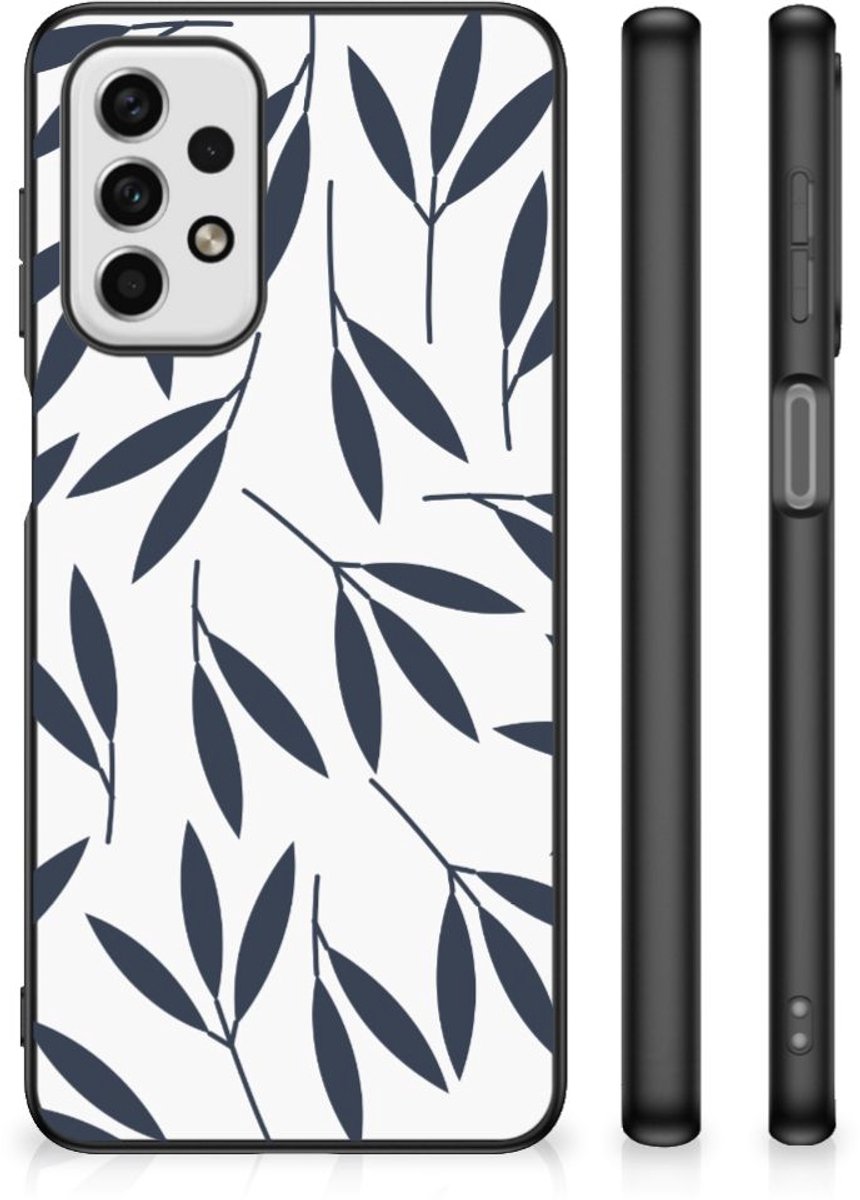 Samsung Galaxy A23 Bloemen Hoesje Leaves Blue