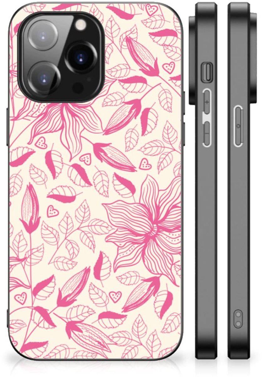 Back Cover voor iPhone 14 Pro Max Bloemen Hoesje Pink Flowers