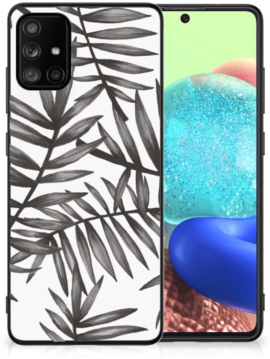 Back Cover voor Samsung Galaxy A71 Bloemen Hoesje Leaves Grey