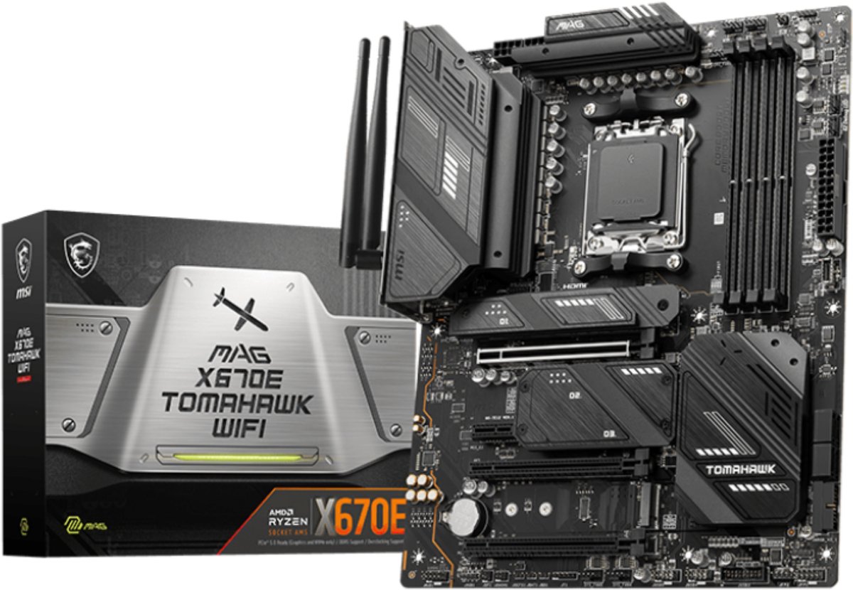 MSI MAG X670E TOMAHAWK WIFI, AMD, Socket AM5, AMD Ryzen™ 7, Socket AM5, DDR5-SDRAM, 128 GB