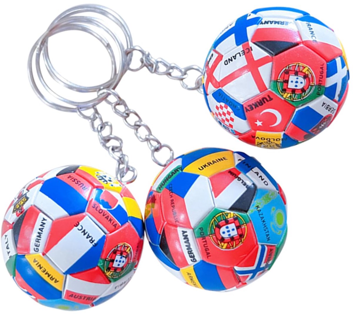 Go Go Gadget - 1x Voetbal sleutelhanger - Vlaggen - Landen van de wereld - WK en EK - Multicolor
