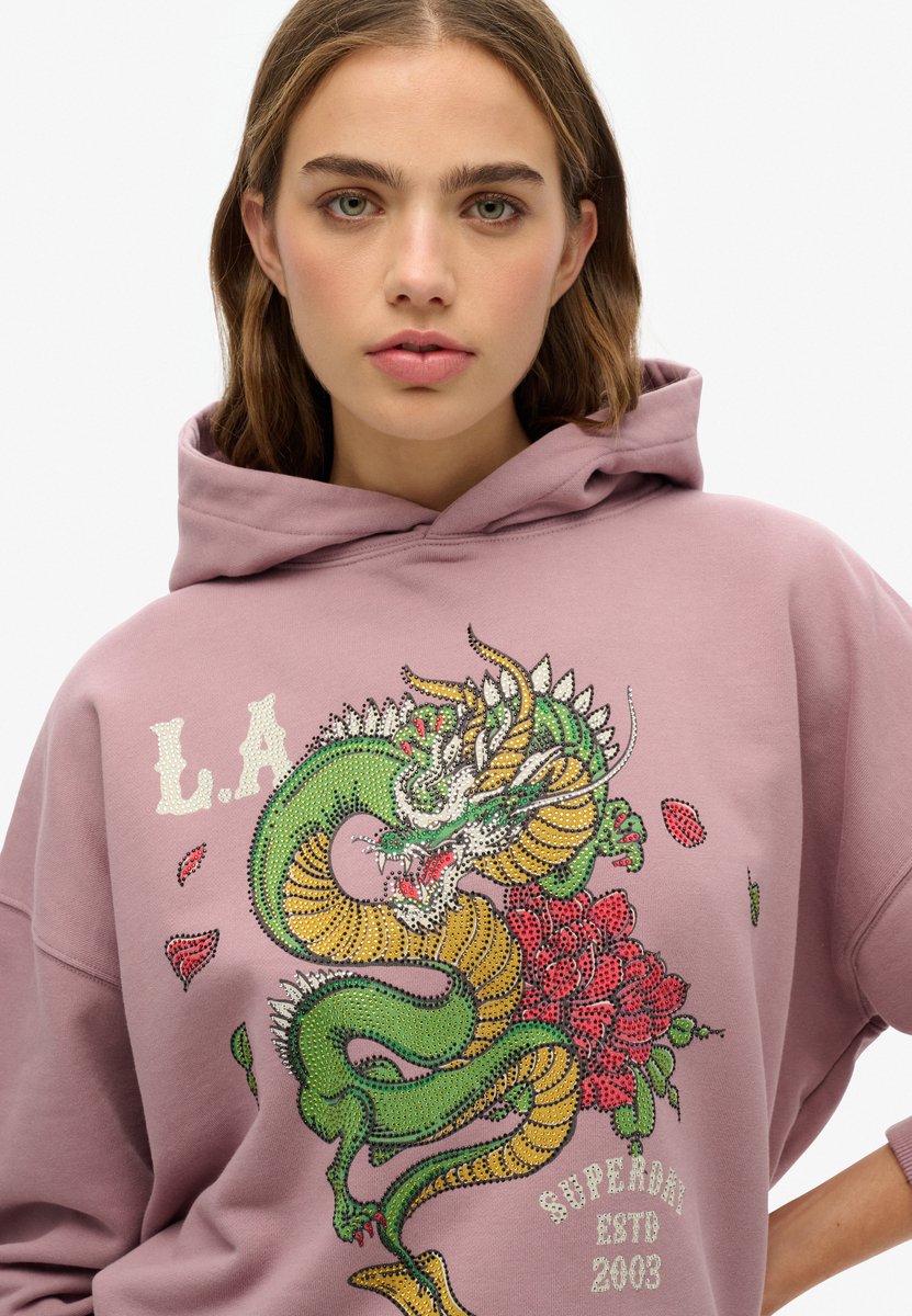 Superdry Neo Trad Tattoo hoodie met relaxte pasvorm Dames Hoodies Paars