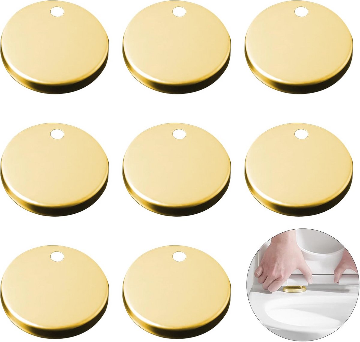8 Stuks Universele Scharnieren voor Toiletbril - Goudkleurige WC-Brilbevestiging