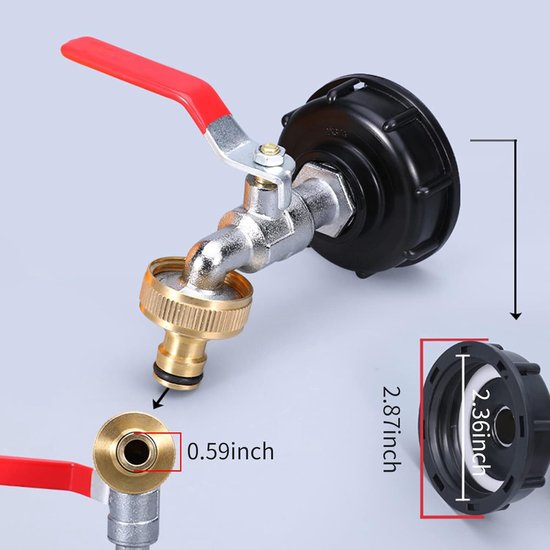 Adaptateur Et Vanne Pour Réservoir IBC 75 Mm – DN50 – Vidange Et Robinet De Jardin – Polyéthylène Haute Densité - 6
