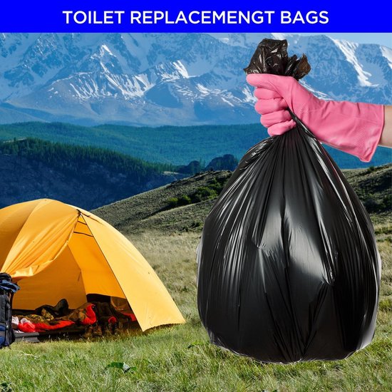 100 Stuks Biologisch Afbreekbare Toiletzakken Camping - 60x50 Cm - Zwart