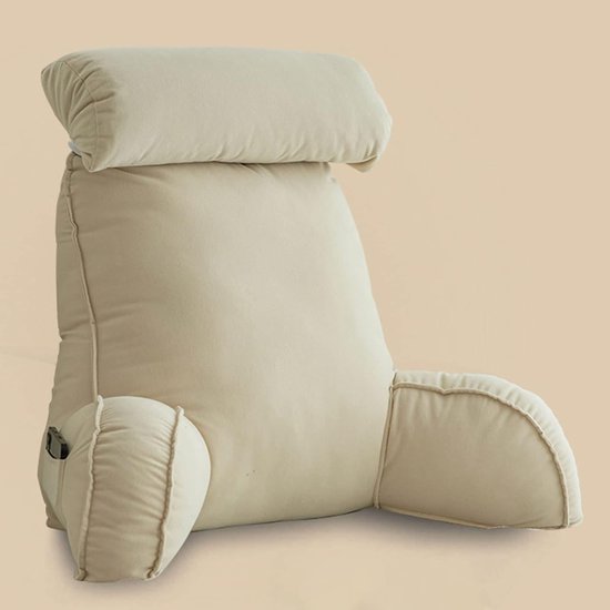 Extra groot leeskussen, Four Seasons Comfort rugleuning, fluwelen kussen, met nek-/armondersteuning, rugkussen om in bed te zitten, te lezen, te gamen, tv te kijken