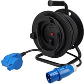 Enrouleur de câble HABA 25 m - Câble en néoprène - Résistant aux intempéries - Fiche CEE - Convient pour une utilisation en extérieur - Fiche CEE 3x1,5 + connecteur Store