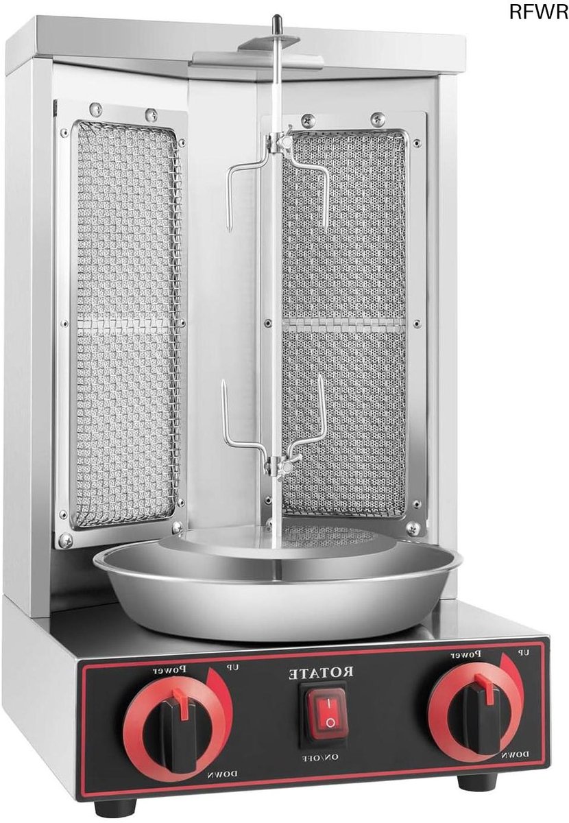RFWR® Gasdöner Kebab Machine - 3000W Verticaal Grill voor Kebab en Gyros