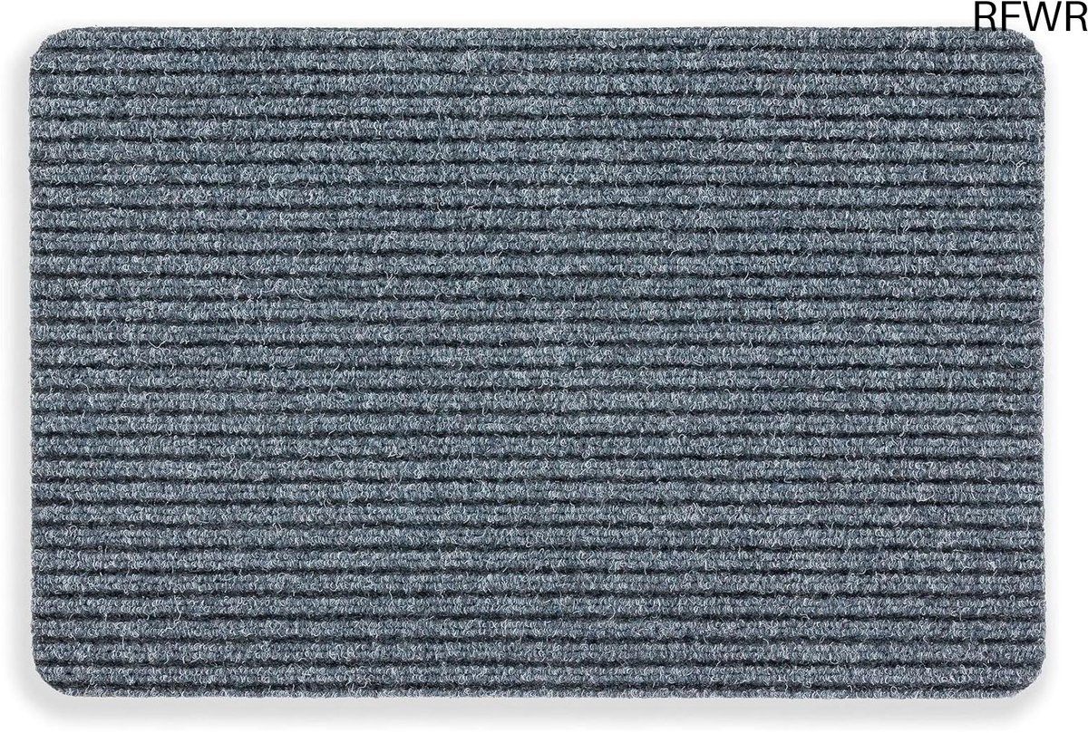 RFWR Antislip Deurmat Binnen 40x60 cm - Waterafstotende Stofcontrolemat met Ribstructuur Grijs