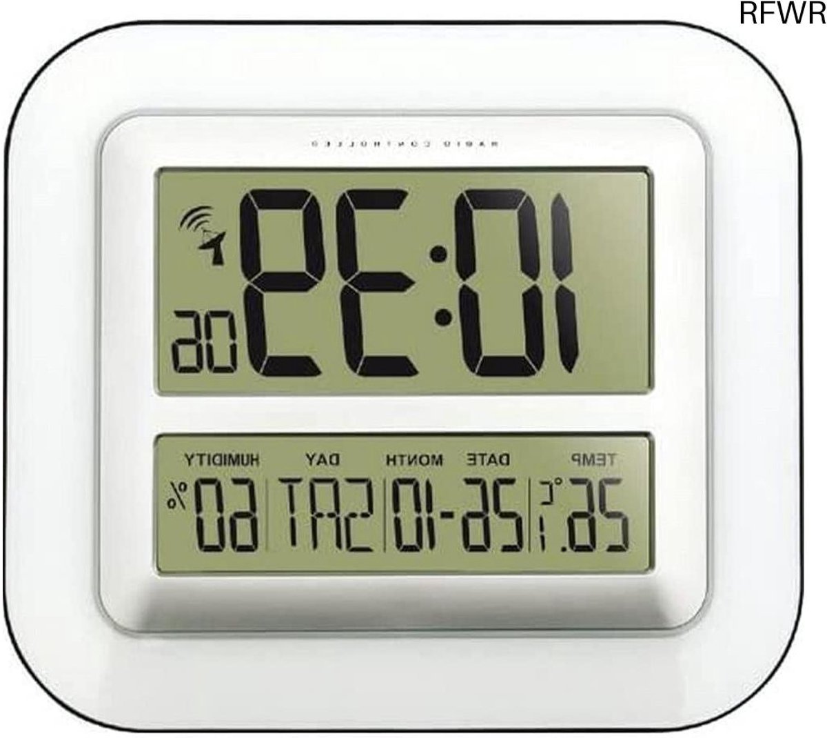 RFWR® Digitale Radiogestuurde Wandklok met Duidelijk Display en Diverse Functies