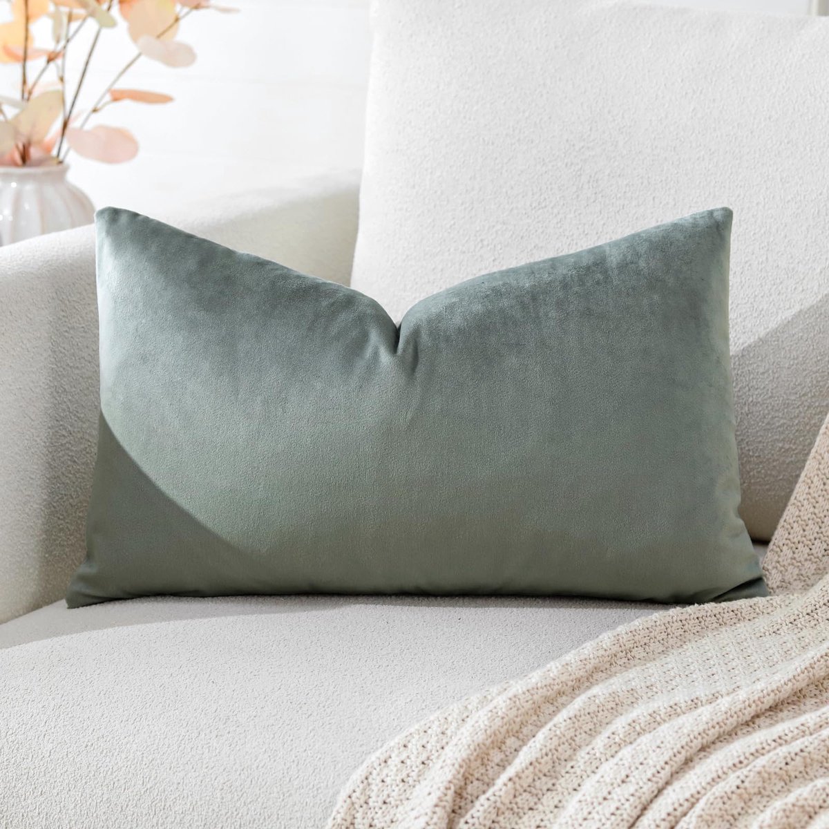 Ibenzoa® Decoratieve fluwelen kussensloop voor sierkussen en lendenkussen in donkergrijs 30 x 50 cm