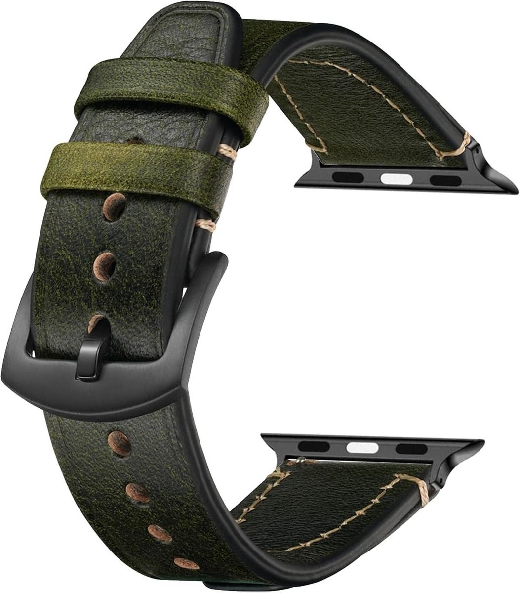 Allecto Premium - Leren Armband voor Apple Watch - Vintage Leren Reservearmband - Roestvrij Staal Gesp - Horlogeband - 38-40-41 mm - 42-44-45-49 mm