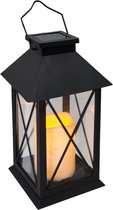 Bol.com Atmosphera Solar tuin lantaarn - zwart - kunststof/glas - 14 x 14 x 28 cm - buiten - Led kaars licht aanbieding