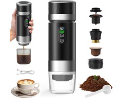 Draagbare koffiemachine-2025-3-in-1 elektrische espressomachine-oplaadbare 12V espressomachine-voor op kantoor-reizen-thuis-compatibel met espresso-capsules en gemalen koffie