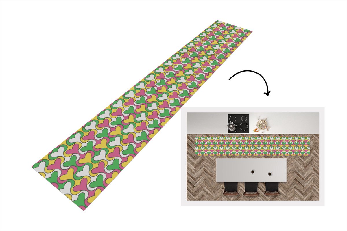 KitchenYeah Keukenloper - Keukenmat vinyl Hart - Retro - Patronen - Keukenmatten loper - Keuken vloerkleed tapijt, foto 5