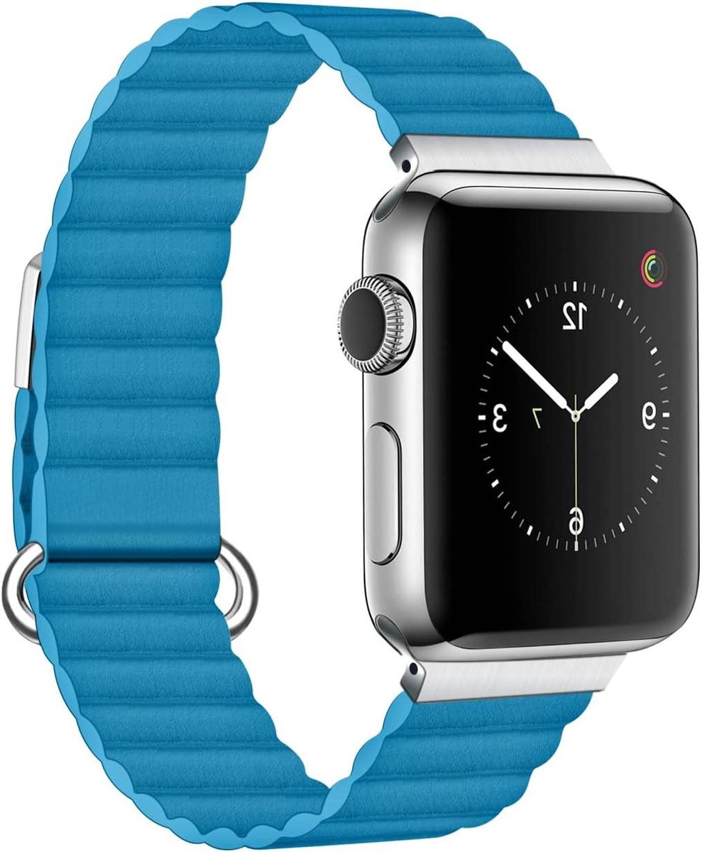 Allecto Premium - Echt lederen armband met magneet metalen lus voor Apple Watch - Geschikt voor iWatch Serie 8-7-6-5-4-3-2-1-SE - Horlogeband in modieuze stijl - Voor mannen en vrouwen - 38mm t-m 49mm - Zwart