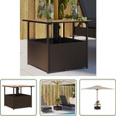 Tuintafel Ravena met glasplaat - Rond - Rotan - 60 x 60 x 75 cm - Grijs