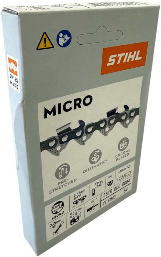 Stihl 3x 1/4" Picco Micro 3 (PM3) zaagketting 30 cm 1/4" P 1,1 mm 64 TG 3 stuks ( 3x 36700000064 ) — afbeelding 2