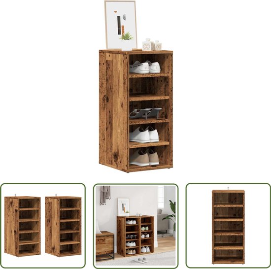 Schoenenkast massief walnoothout 55x20x104 cm kopen