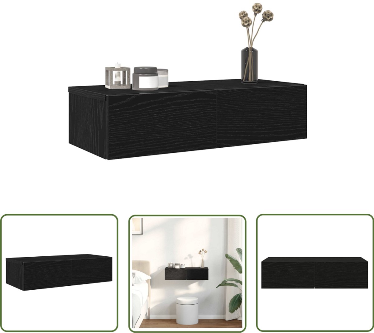 Wandschap met lades 100x36x19 cm bewerkt hout wit kopen