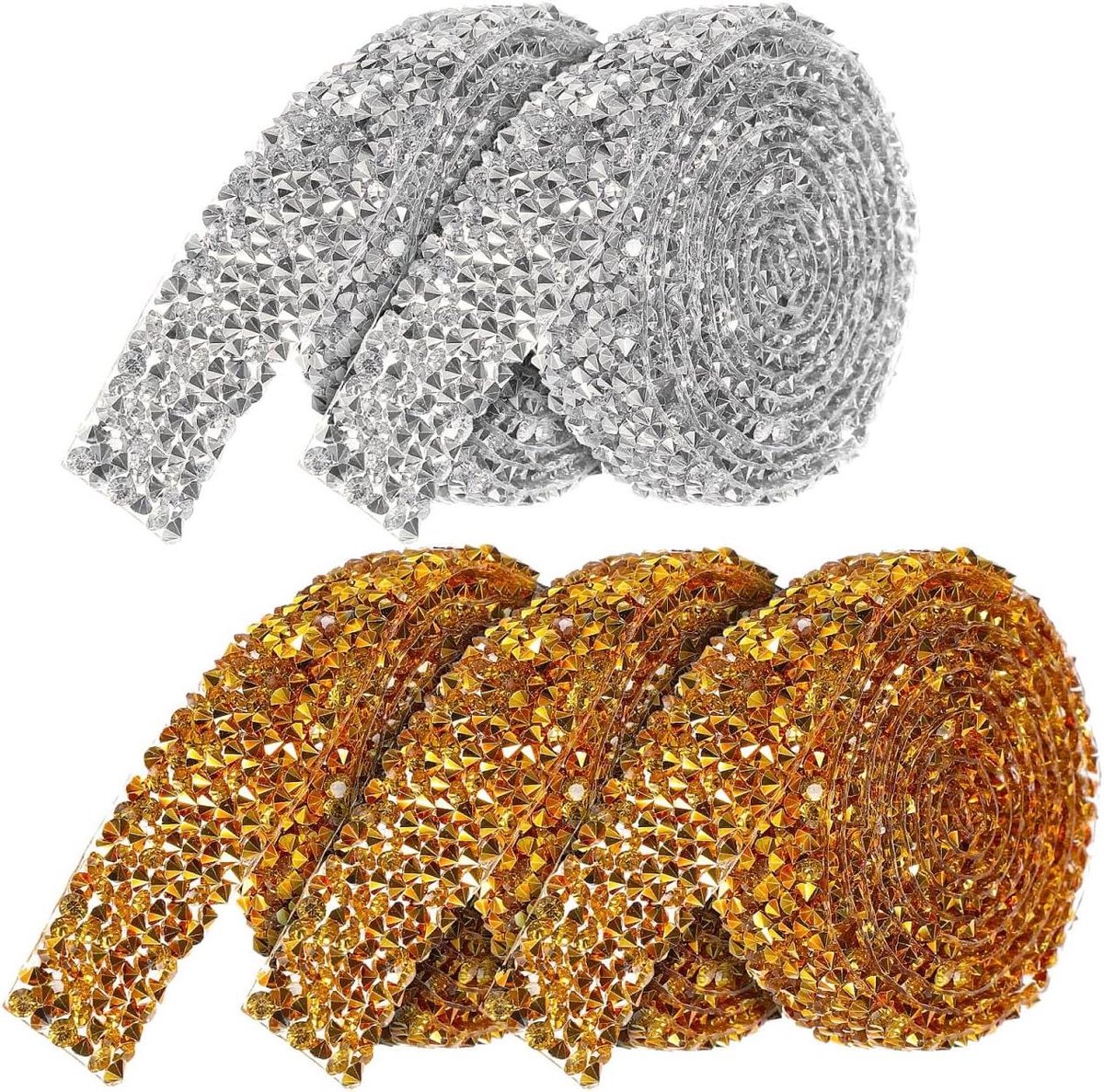 Allecto Premium - Zelfklevende Glitter Kristal Strass Band Glanzende Mesh Folie Rol voor Kunst en Ambacht 5 meter