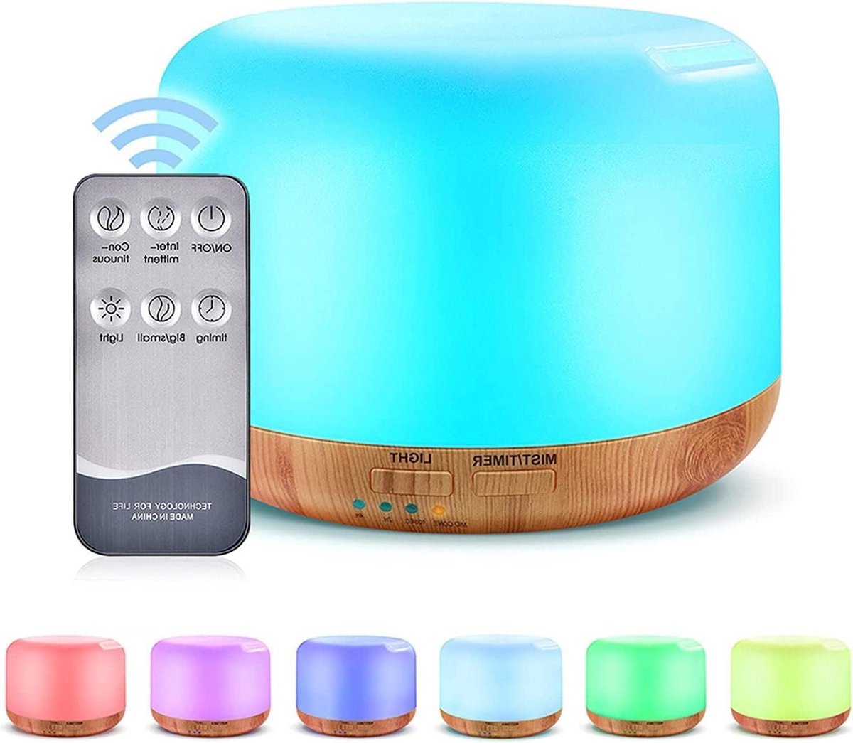 Aroma Diffuser 300ml Ultrasoon - Houtlook LED Verlichting - Aromatherapie voor Kantoor, Slaapkamer, Yoga en Spa