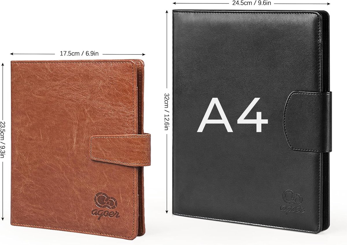 Agoer DIN A5 Lederen Klembord Foldove A5 Clip Board Foldove met Cover